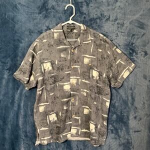 BARACUTA 100% Pure‎ Silk Short Sleeve Gray Spot All Over Print Men’s Size XL